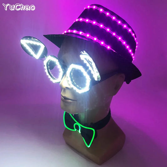 Glowing Luminous Hat Glasses Neck Tei